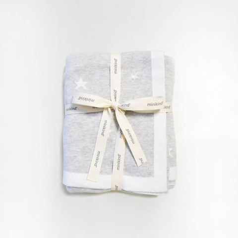 Minikind Knitted Baby Blanket - Grey Star