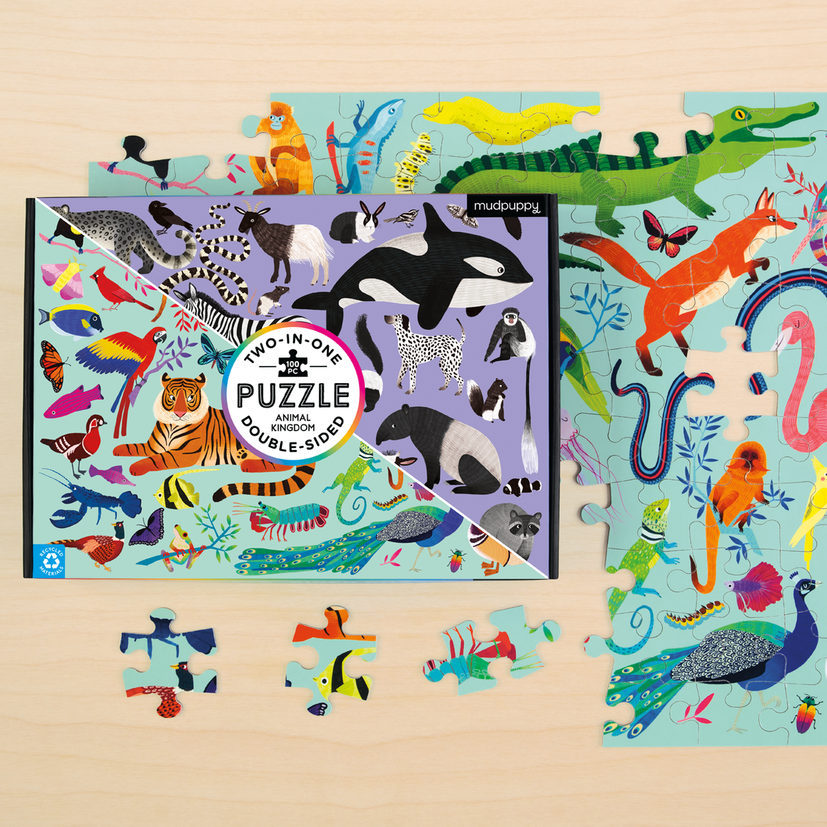 Mudpuppy 100 Piece Double-Sided Puzzle - Animal Kingdom