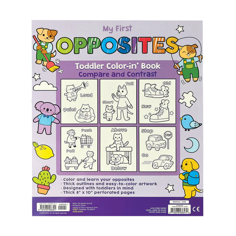 Ooly Toddler Color-in Book - My First Opposites