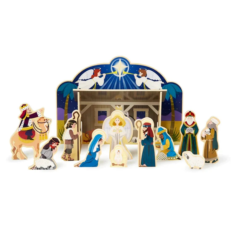 Melissa & Doug Wooden Christmas Nativity Set