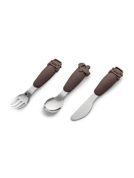 Citron Silicone Cutlery Set with Pouch Plum