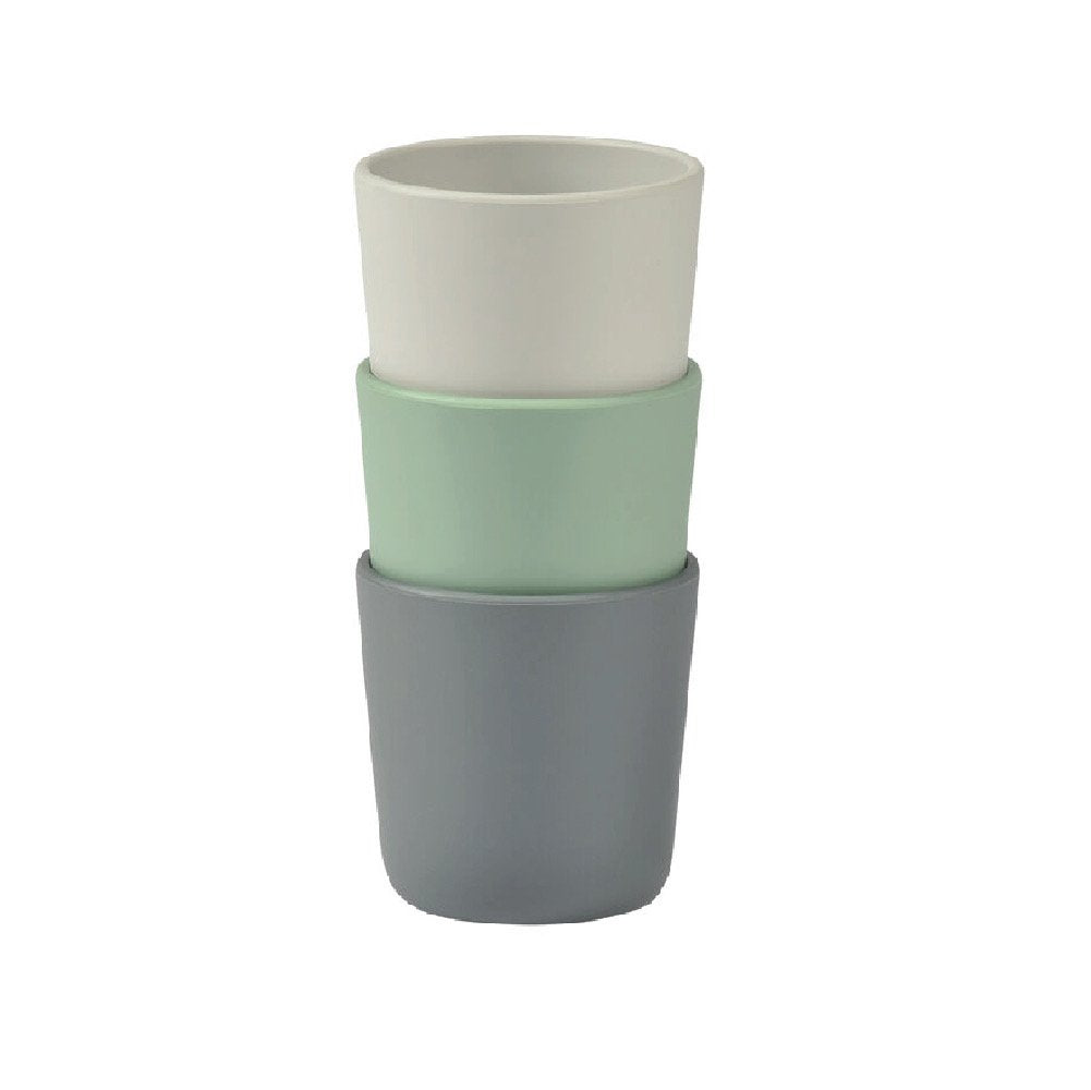 Beaba Set of 3 Silicone Anti Slip Cup - Grey/Frosty Green/Charcoal