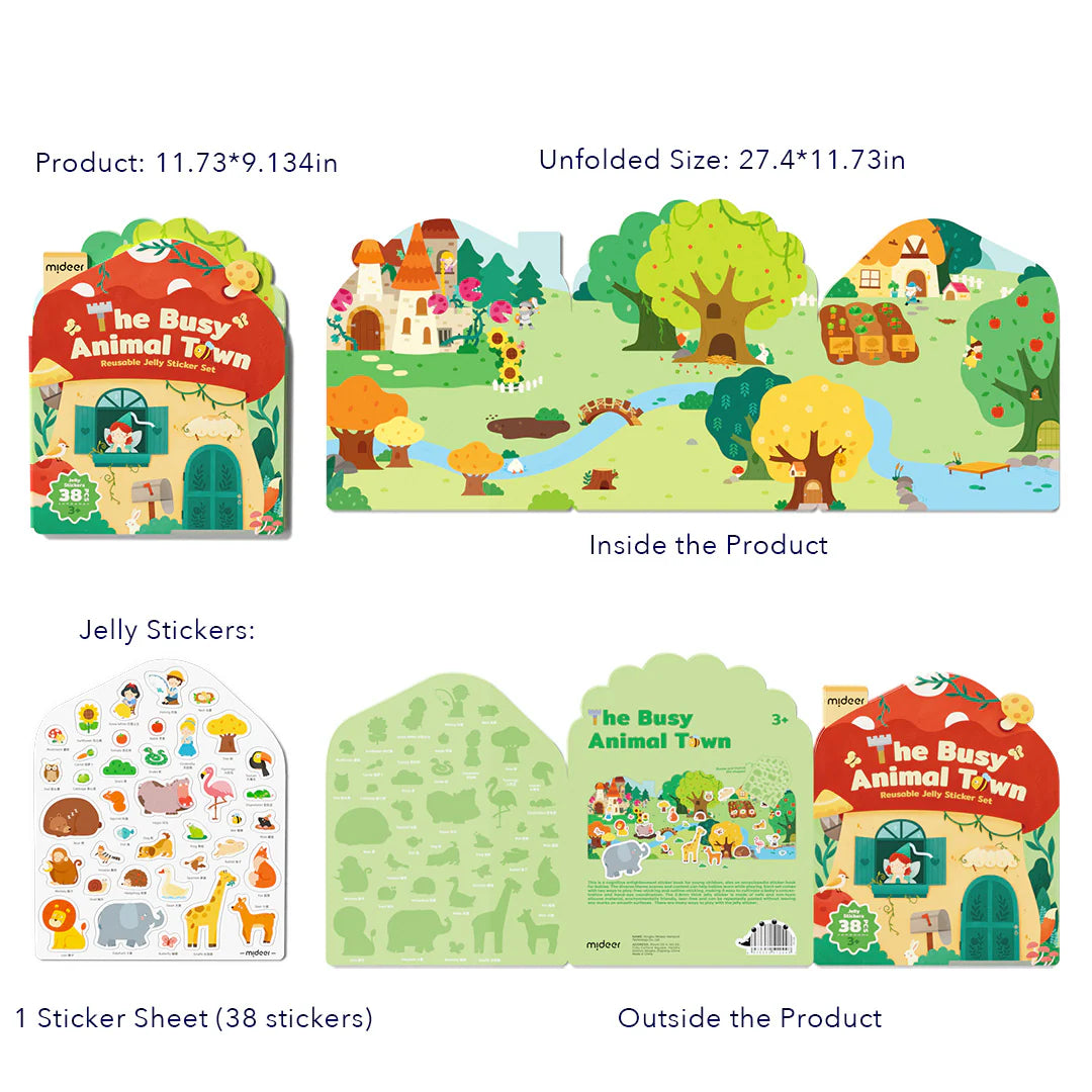 Mideer Reusable Jelly Sticker Set - The Busy Animal Town