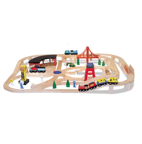 Melissa & Doug Wooden Railway Train Set