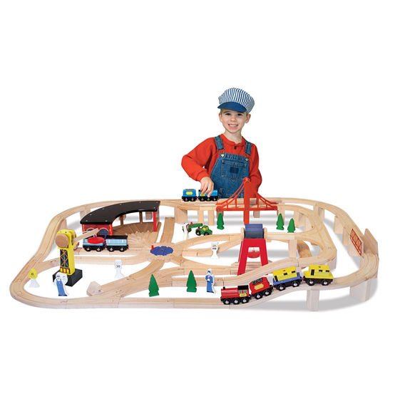 Melissa & Doug Wooden Railway Train Set