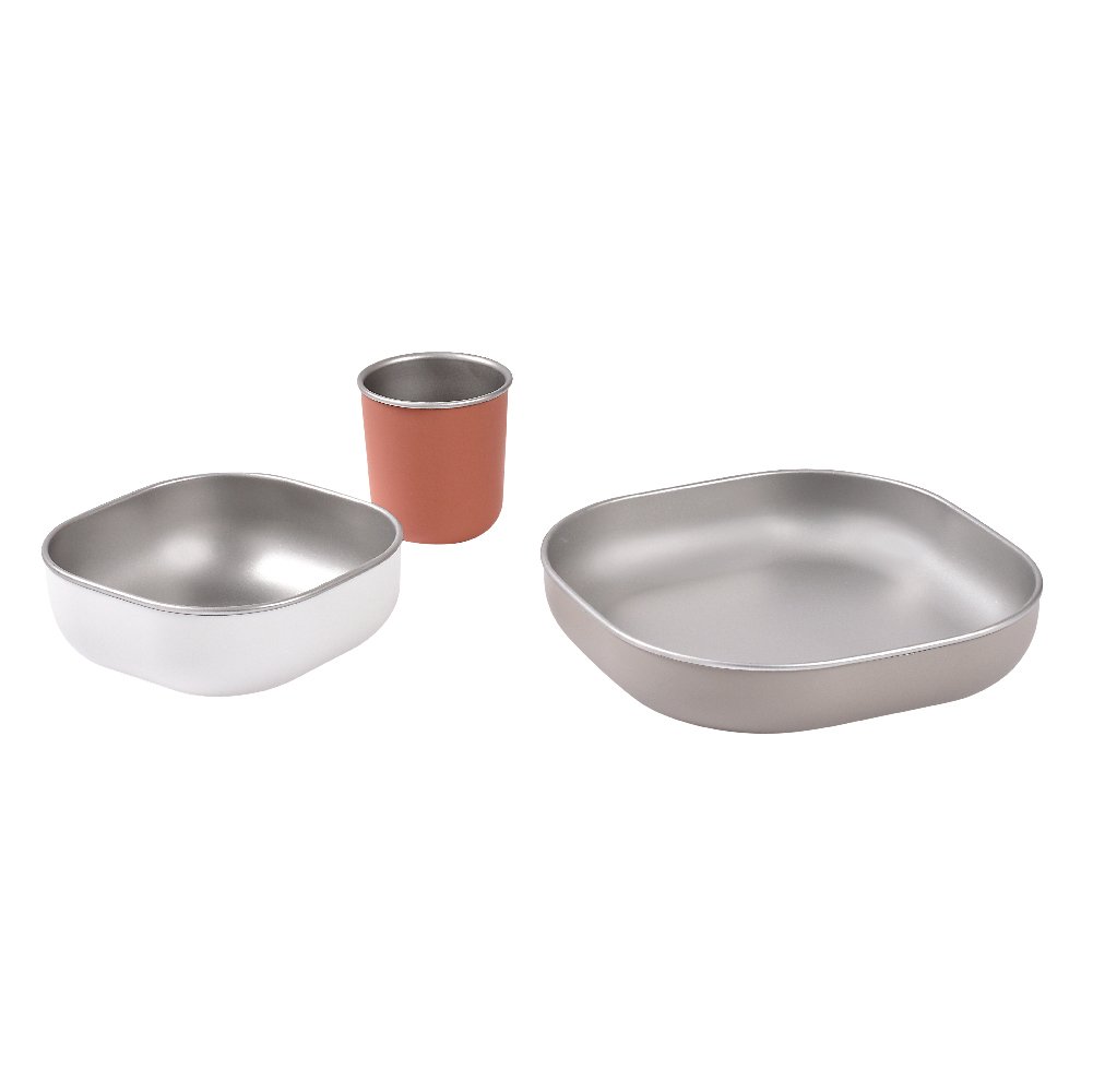 Beaba Microwave Safe Stainless Steel Meal Set - Terracotta