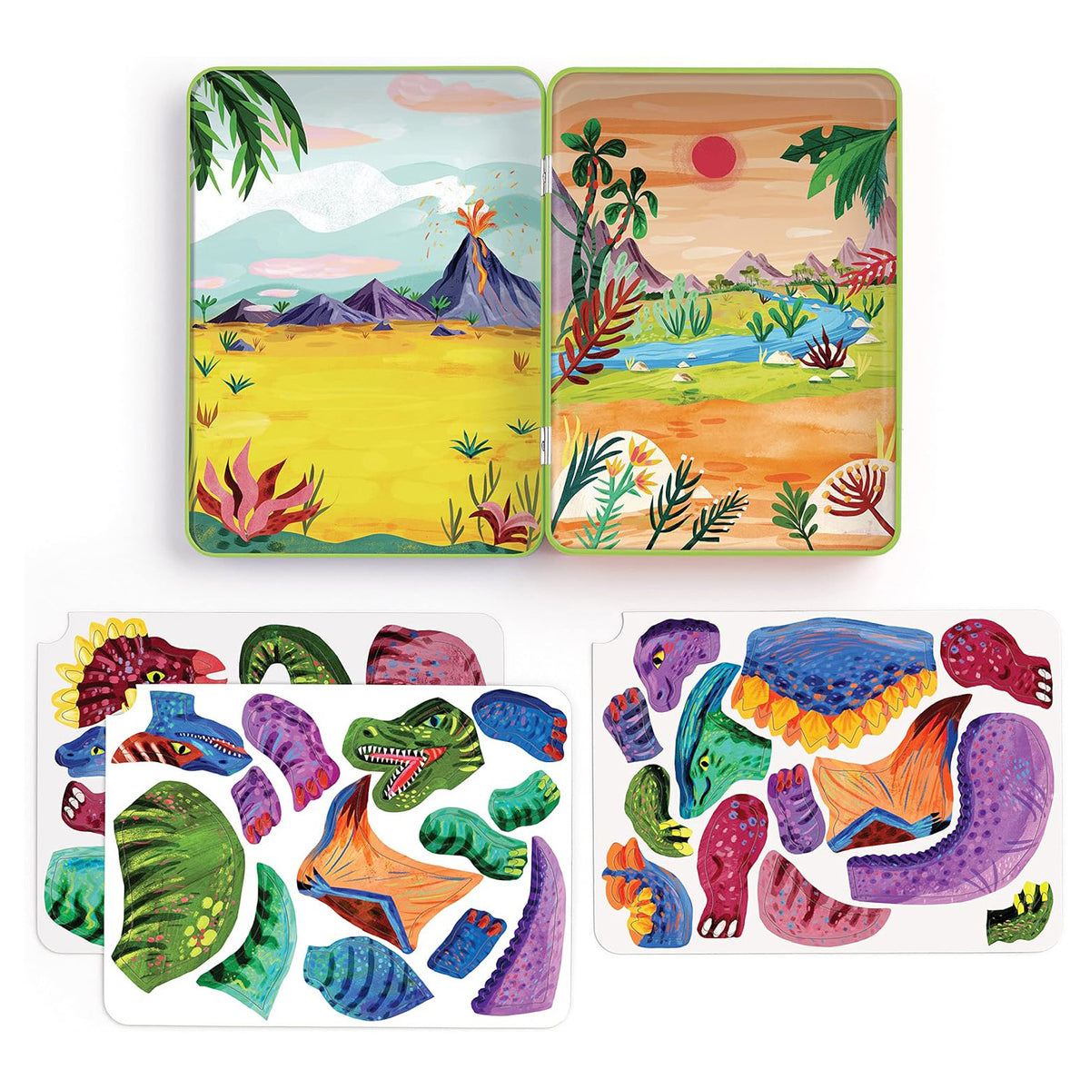 Mudpuppy Magnetic Tin Playsets - Dino Mix-Up