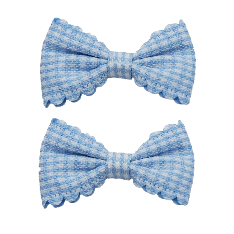 Little Canary Hair Clips Checkered Bow Blue