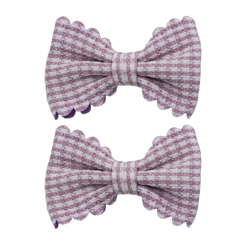 Little Canary Hair Clips Checkered Bow Purple