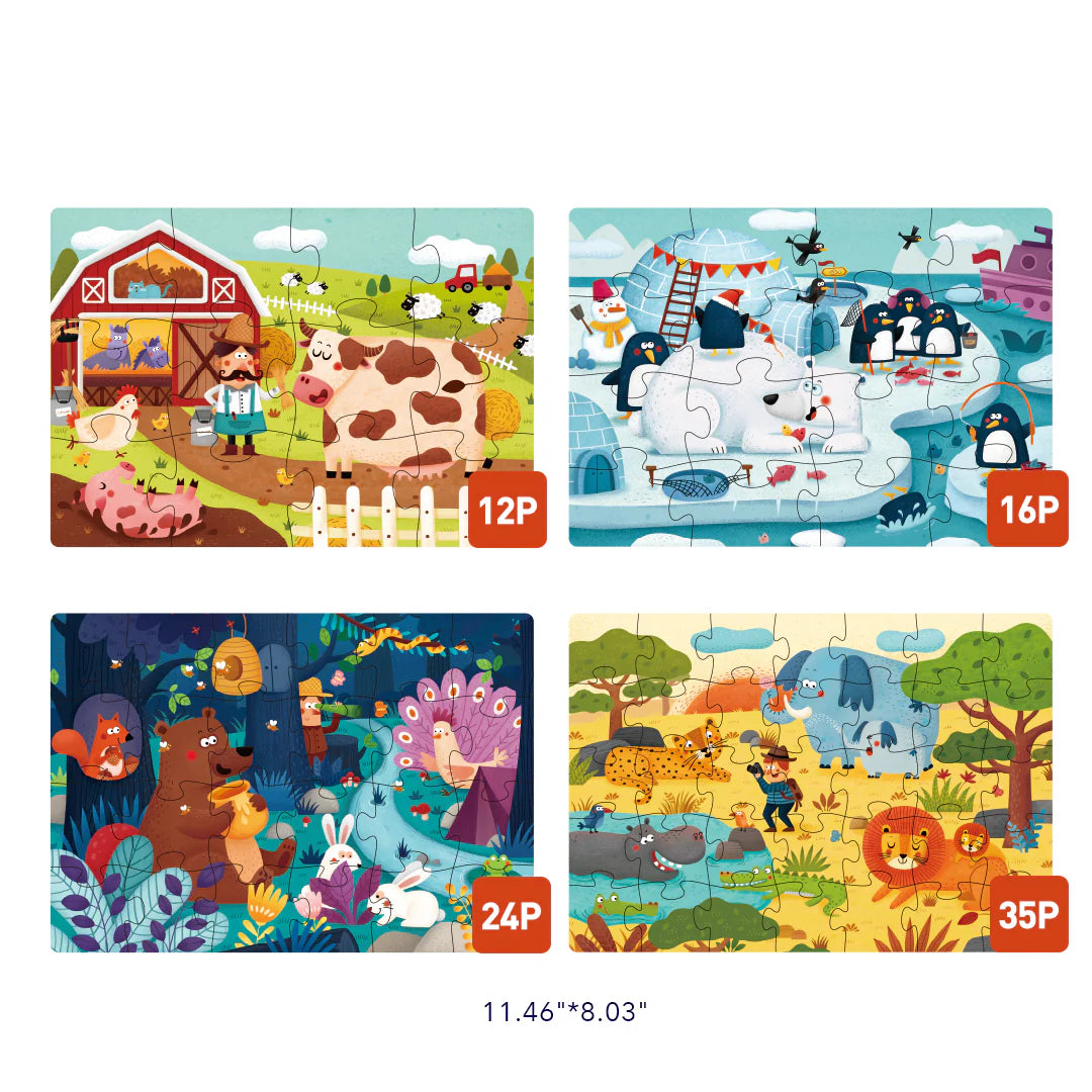 Mideer Level Up 4in1 Puzzle Set - Animal