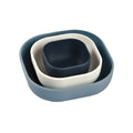 Beaba Set of 3 Silicone Stackable Bowls (Night Blue/Cotton/Baltic Blue)