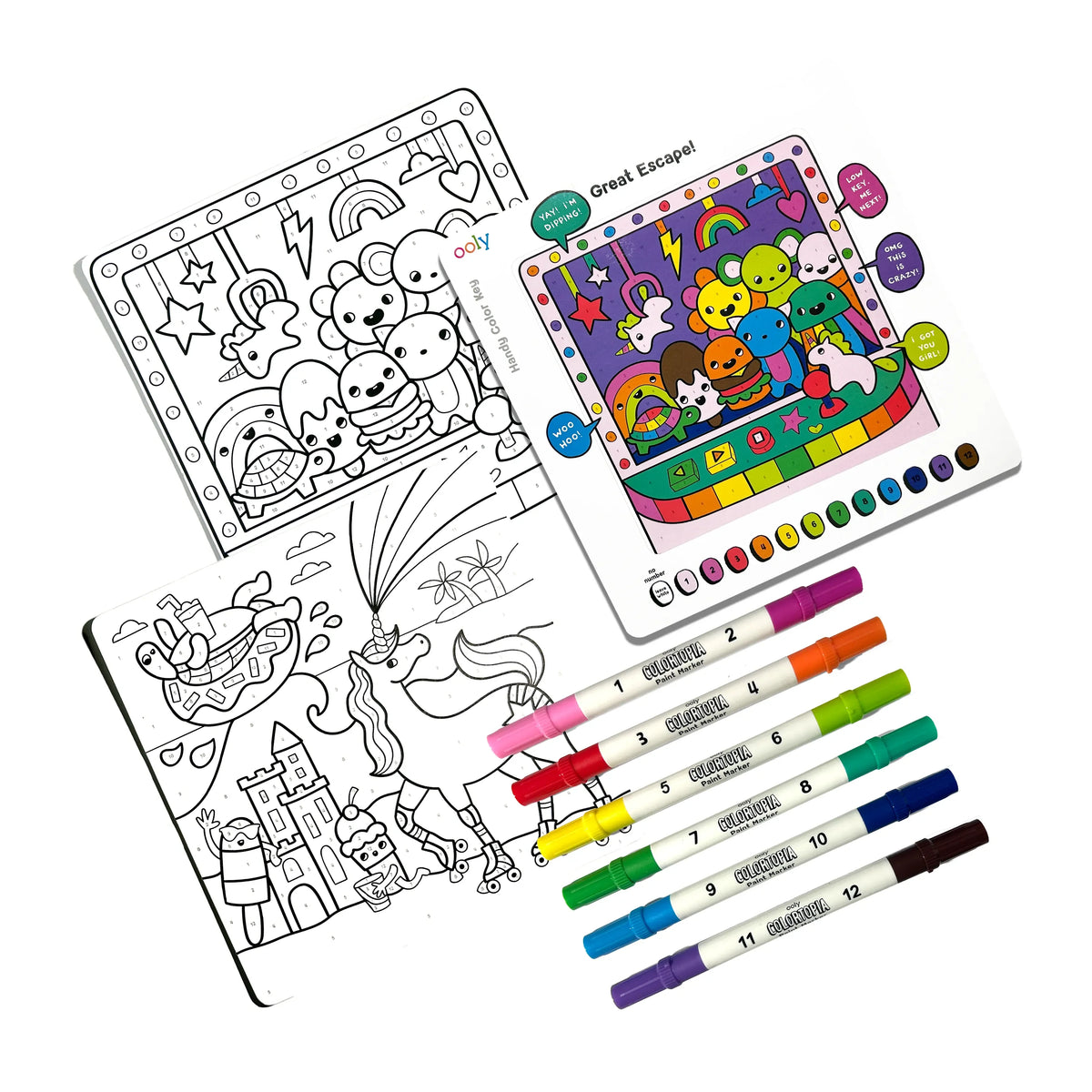 Ooly Colortopia Color By Number Paint Marker Kit - Unicorn Funland