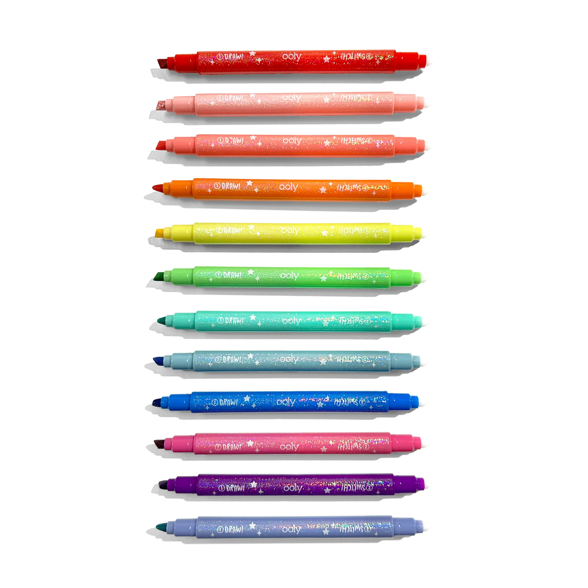 Ooly Switch-Eroo Sparkle Glittery Color Changing Markers - Set of 12
