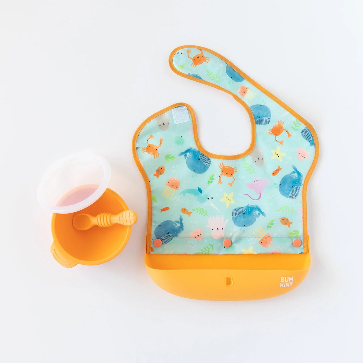 Bumkins Swap Pocket Bib - Ocean Life + Whale Tail