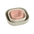 Beaba Set of 3 Silicone Stackable Bowls (Velvet Grey/Cotton/Dusty Rose)
