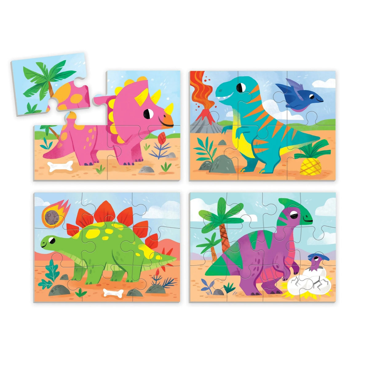 Mudpuppy 4-In-A-Box Puzzle Set - Dino Friends