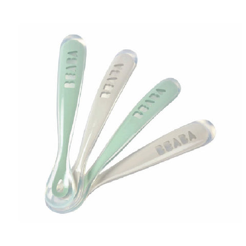 Beaba 1st Silicone Spoons Set 4 Light Grey-Frosty Green