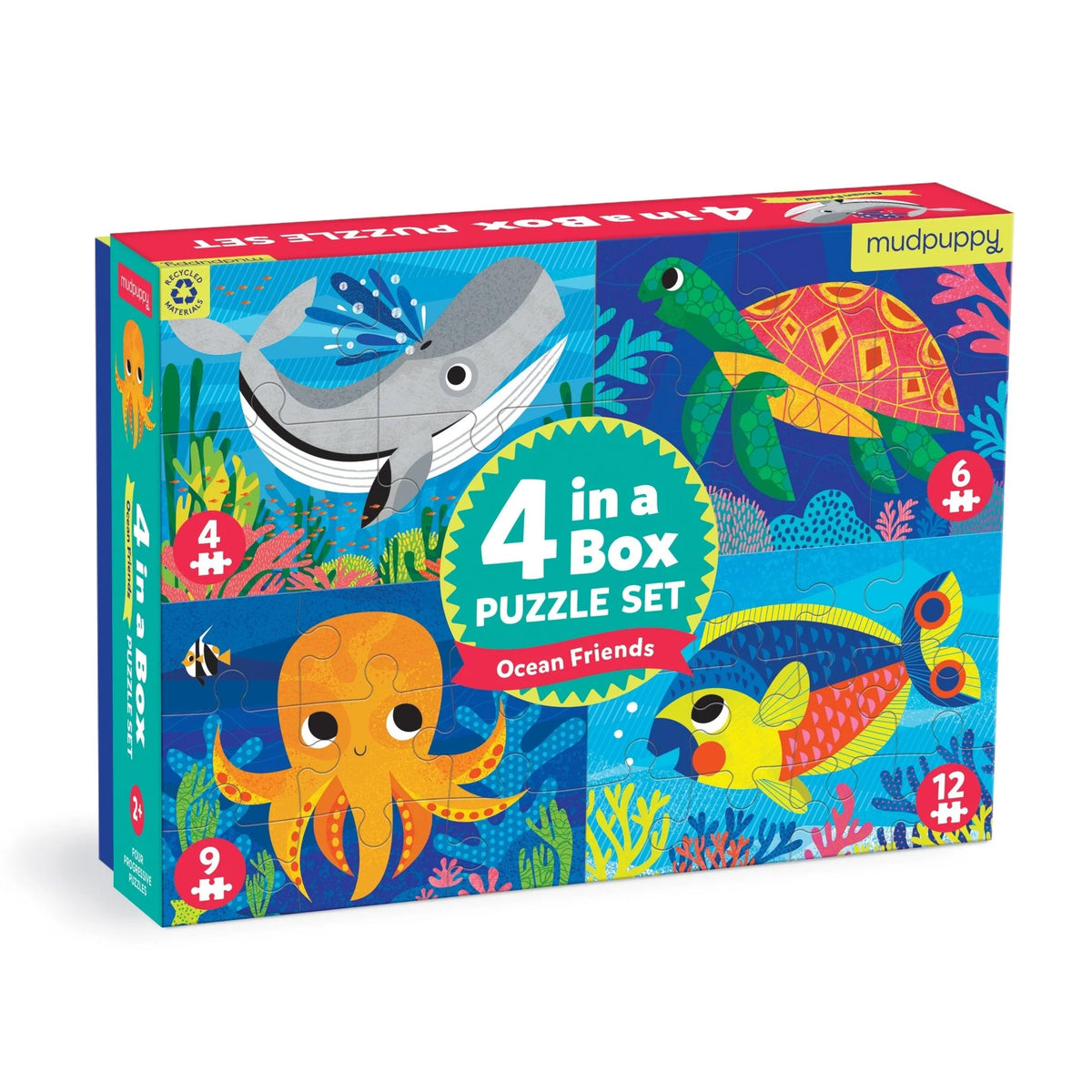 Mudpuppy 4-In-A-Box Puzzle Set - Ocean Friends