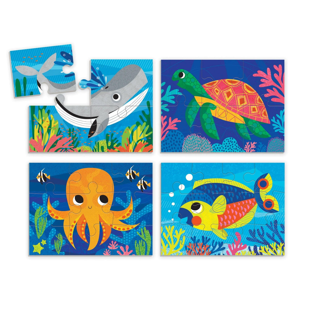 Mudpuppy 4-In-A-Box Puzzle Set - Ocean Friends