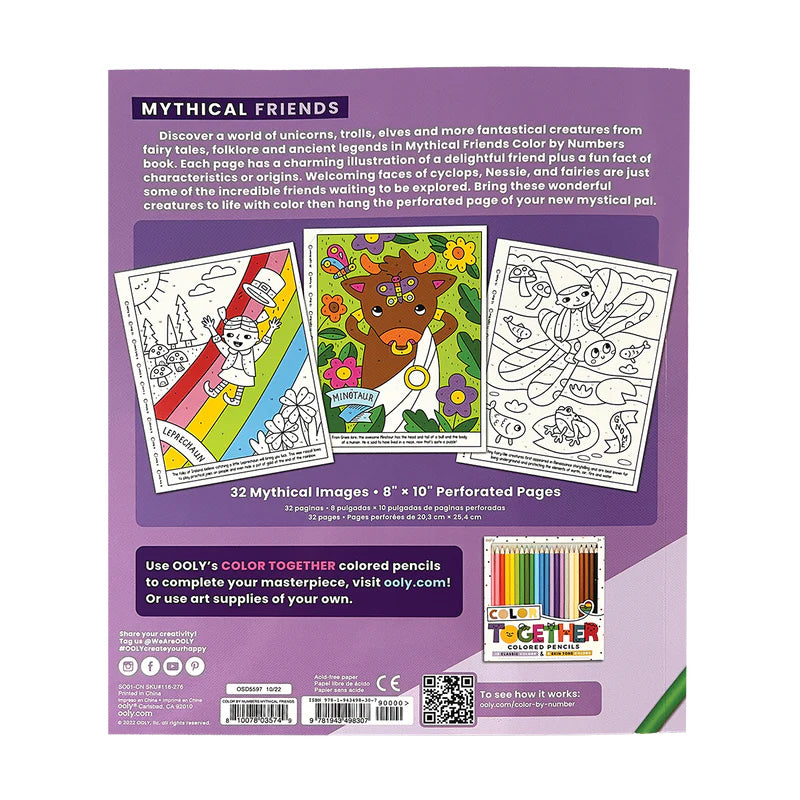 Ooly Color By Numbers Coloring Book - Mythical Friends