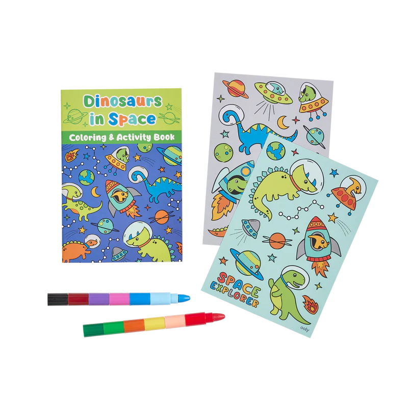 Ooly Mini Traveler Coloring + Activity Kit - Dinosaurs in Space