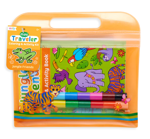 Ooly Mini Traveler Coloring + Activity Kit - Jungle Friends