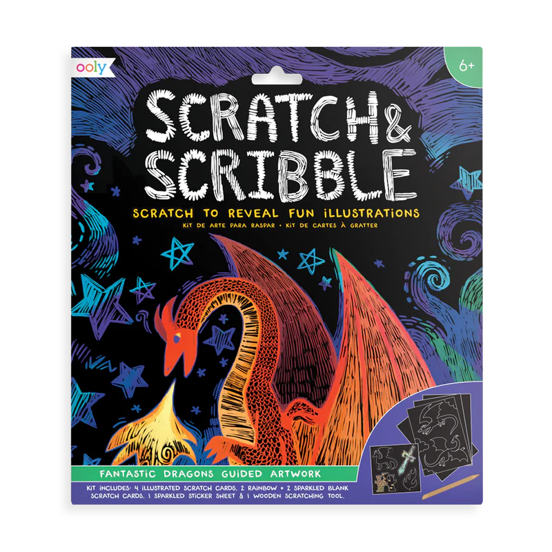 Ooly Scratch and Scribble Scratch Art Kit - Fantastic Dragons