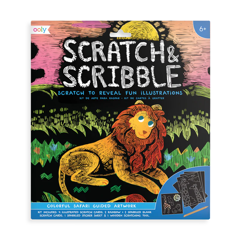 Ooly Scratch and Scribble Scratch Art Kit - Colorful Safari