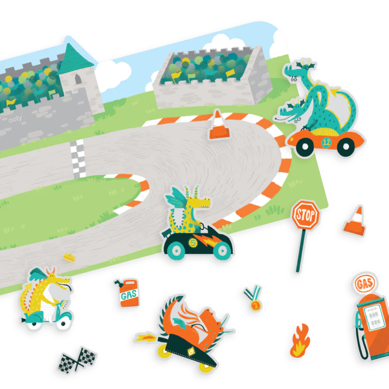 Ooly Play Again! Reusable Sticker Scenes - Dragon Racetrack