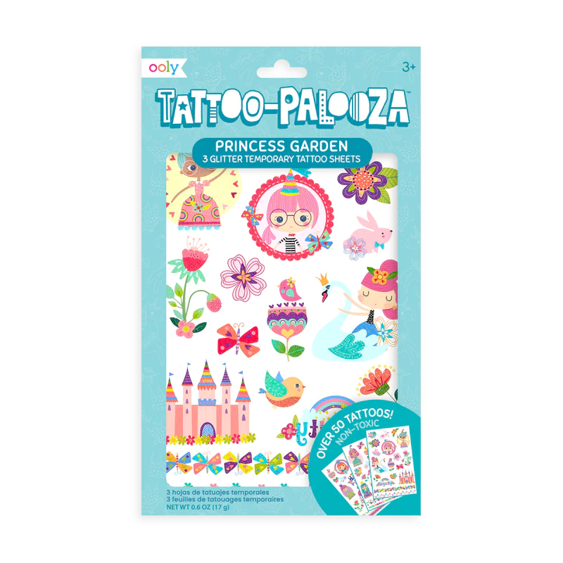 Ooly Tattoo-Palooza Temporary Glitter Tattoos: Princess Garden
