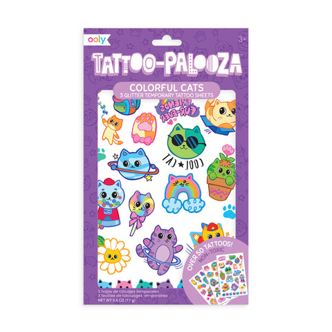 Ooly Tattoo-Palooza Temporary Glitter Tattoos: Colorful Cats