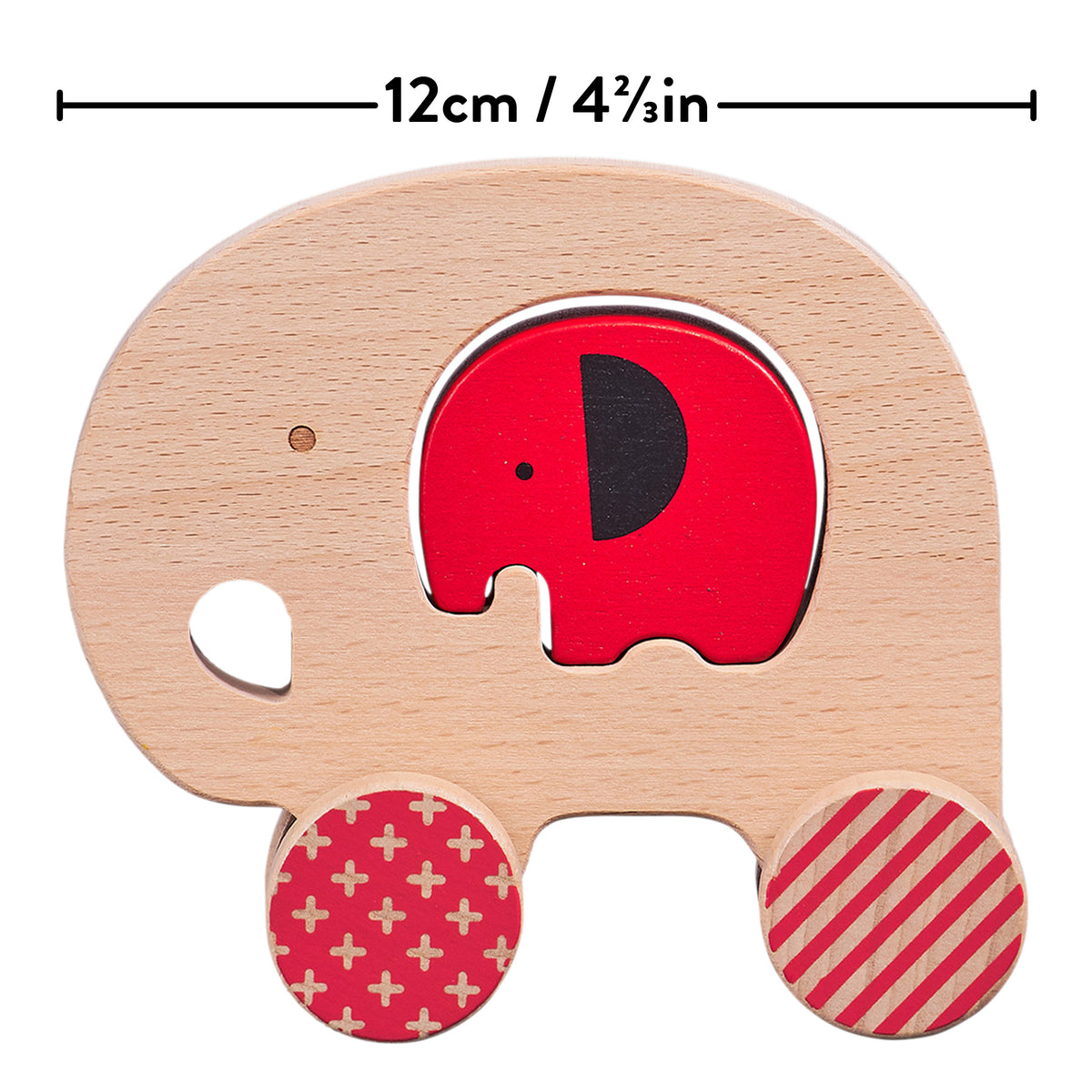 Petit Collage Elephant and Baby Wooden Push Along Car