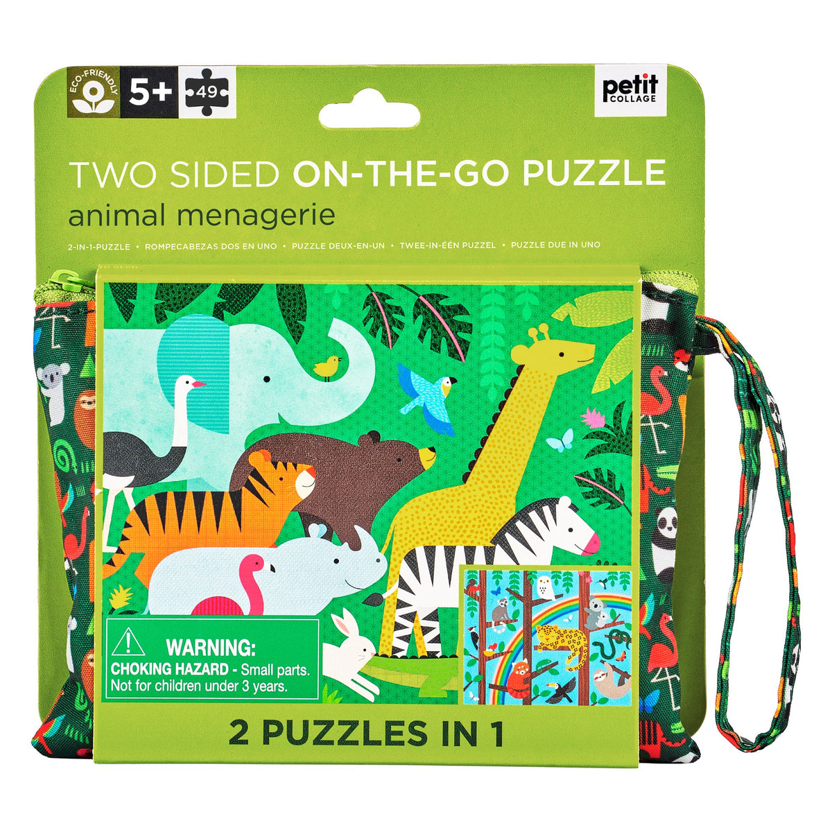 Petit Collage Animal Menagerie Two-sided On-the-Go Puzzle