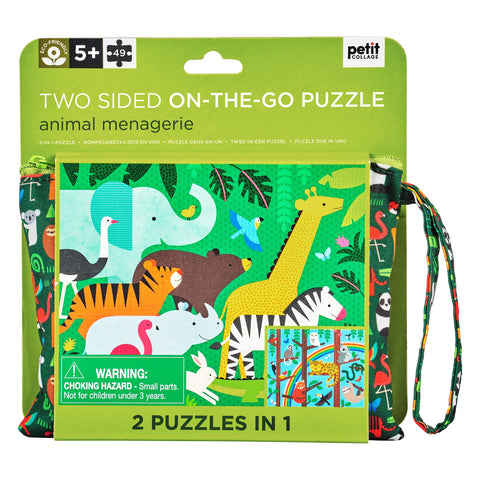 Petit Collage Animal Menagerie Two-sided On-the-Go Puzzle