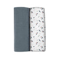 Beaba Pack of 2 XXL Muslins Organic Cotton - Dark Grey + Playprint