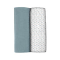 Beaba Pack of 2 XXL Muslins Organic Cotton - Stone blue + Playprint
