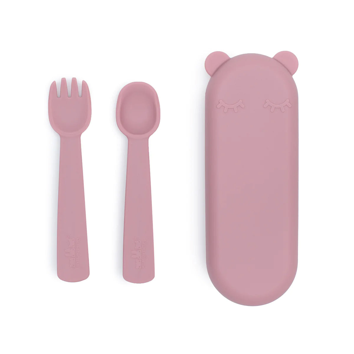 We Might Be Tiny Feedie Fork & Spoon Set Dusty Rose