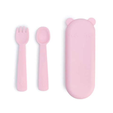 We Might Be Tiny Feedie Fork & Spoon Set Powder Pink