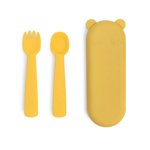 We Might Be Tiny Feedie Fork & Spoon Set Yellow