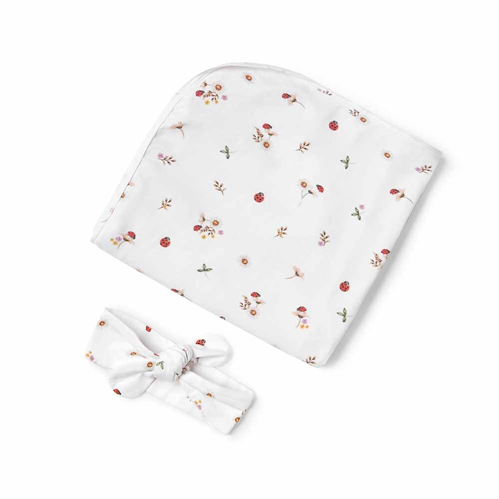 Snuggle Hunny Organic Jersey Wrap & Topknot Set Ladybug