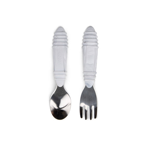 Bumkins Spoon and Fork Set - Marble