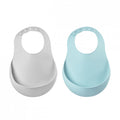 Beaba Set of 2 Silicone Bib Green Blue-Light Grey