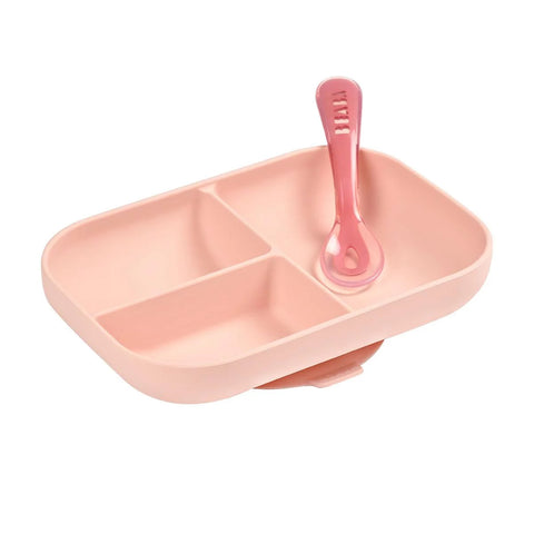 Beaba Silicone Suction Plate/Spoon Pink