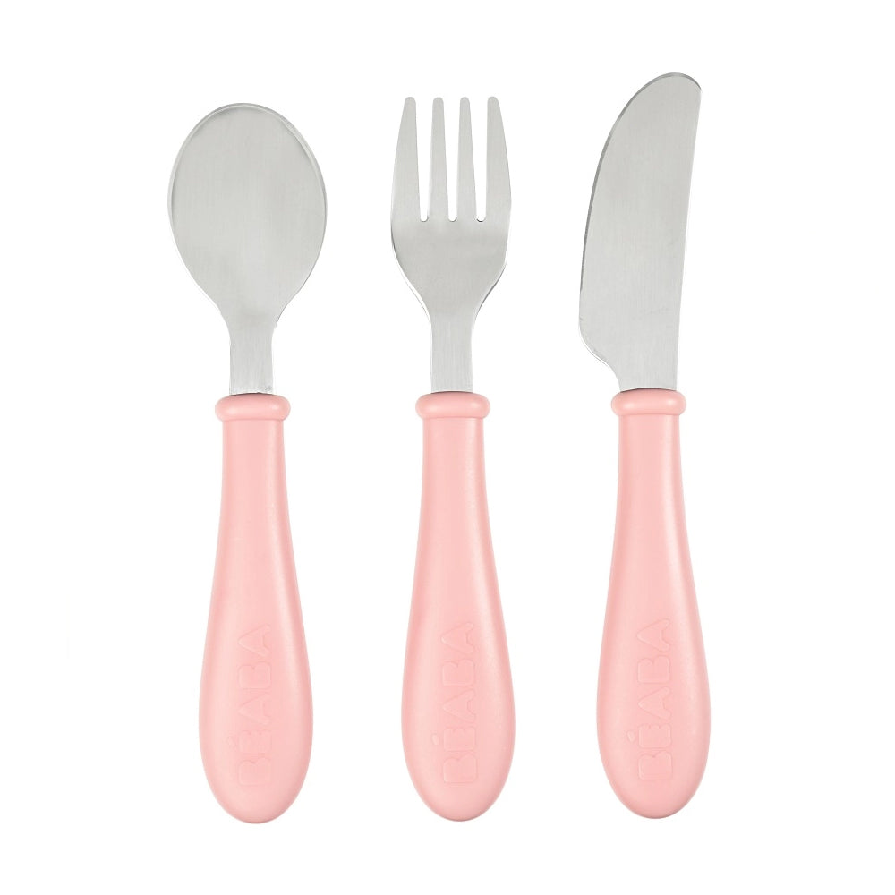 Beaba Stainless Steel Training Cutlery Vintage Pink