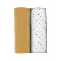 Beaba Pack of 2 XXL Muslins Organic Cotton - Honey Gold + Playprint