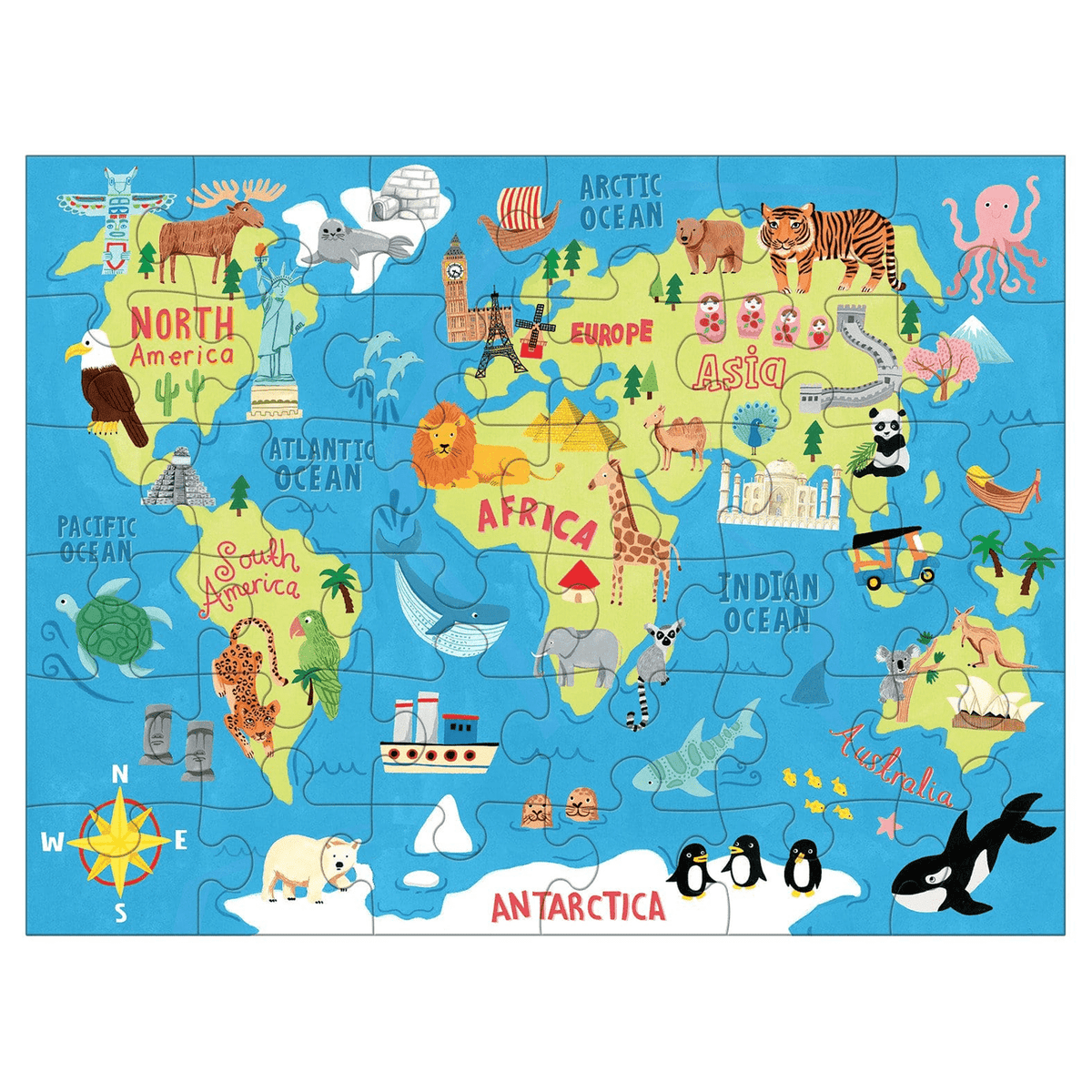 Mudpuppy Puzzle to Go - Map of The World