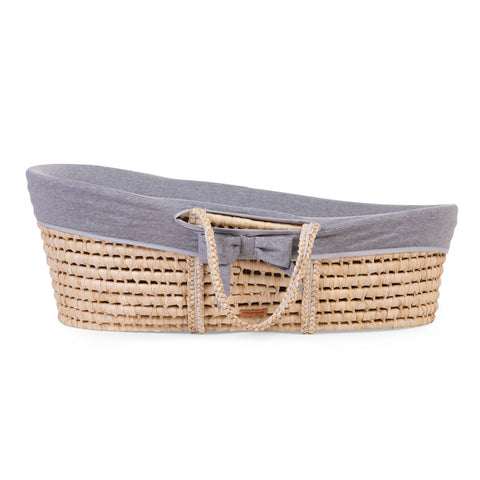 Childhome Moses Basket Soft Cornhusk with Mattress and Jersey Cover Grey