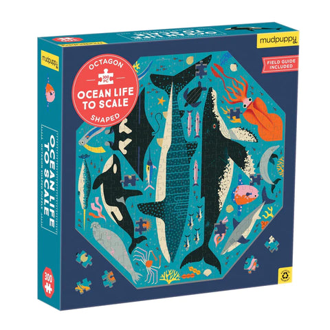 Mudpuppy 300 Piece Octagon Shaped Puzzle - Ocean Life to Scale