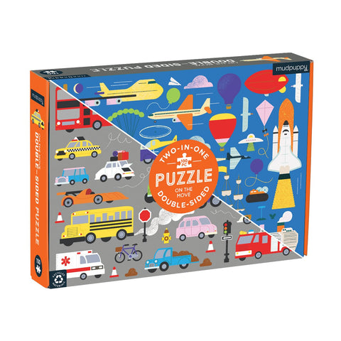 Mudpuppy 100 Piece Double-Sided Puzzle - On the Move