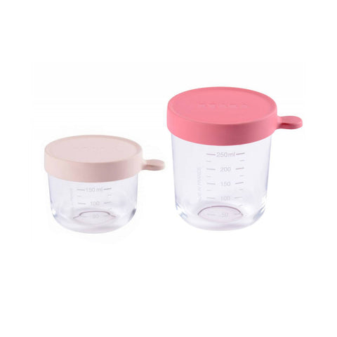 Beaba Glass Jars Set 2 Pink-Vintage Pink